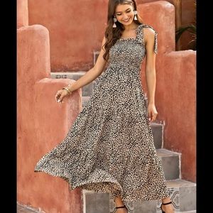 Cheetah Print Smocked Dress